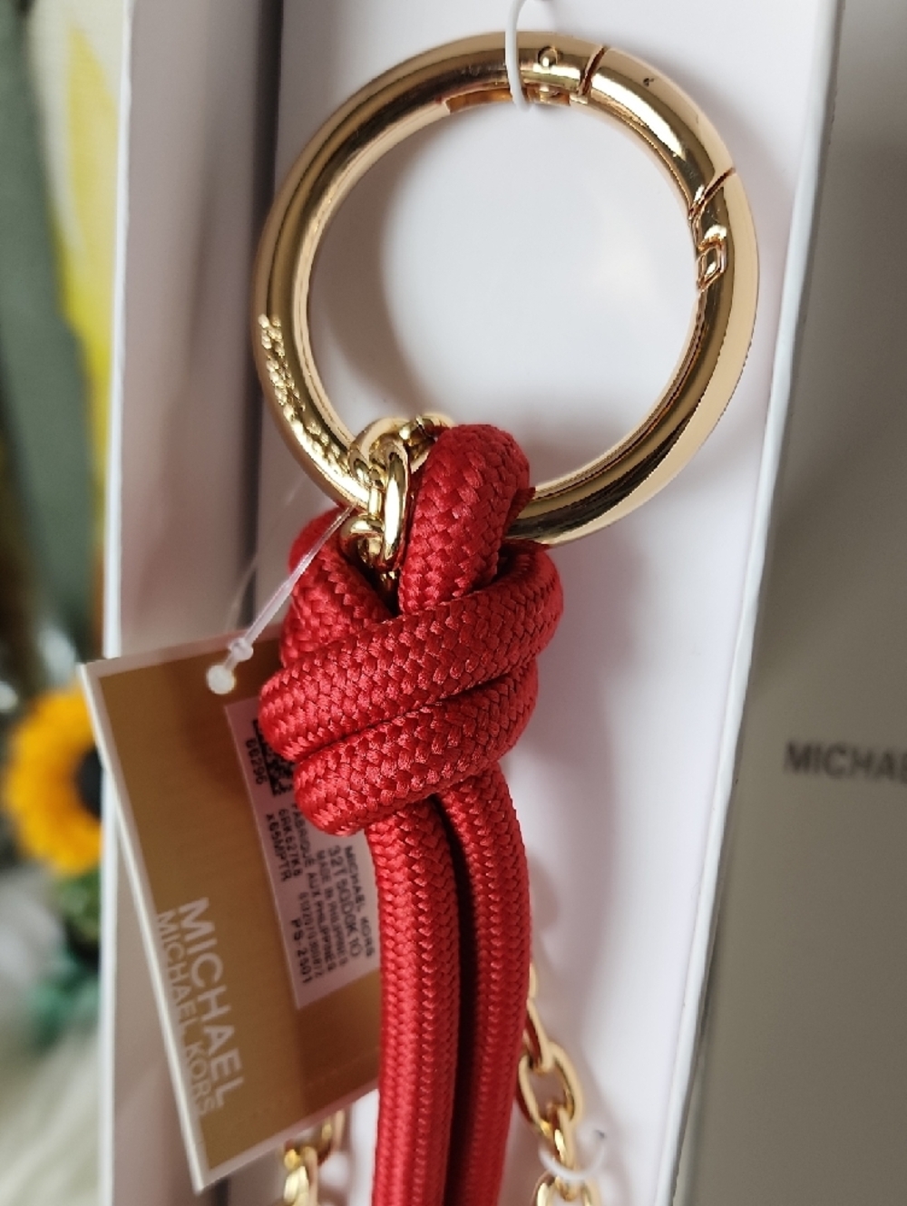 Michael Kors Red Knot Tassel Keychain with Gold Accents - Picture 3 of 11